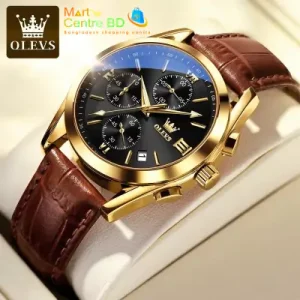 Leather Chronograph Wrist Watch