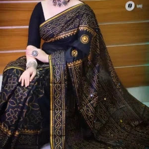 Block Print Reshmi Silk Sharee